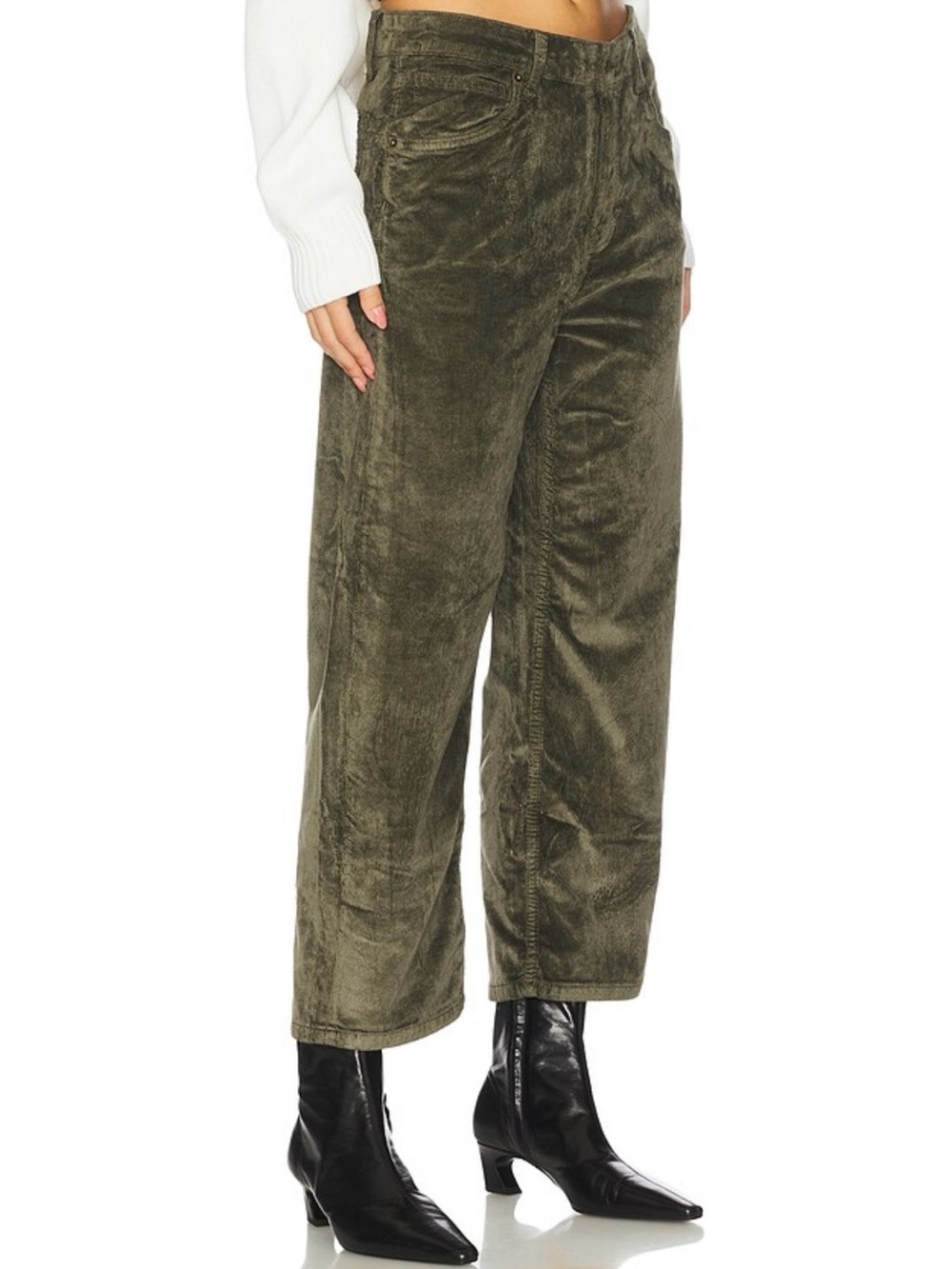 NWT Free People We the Free Deep Trance Cord Pant Clover Moss Green Size 30 - Picture 4 of 8